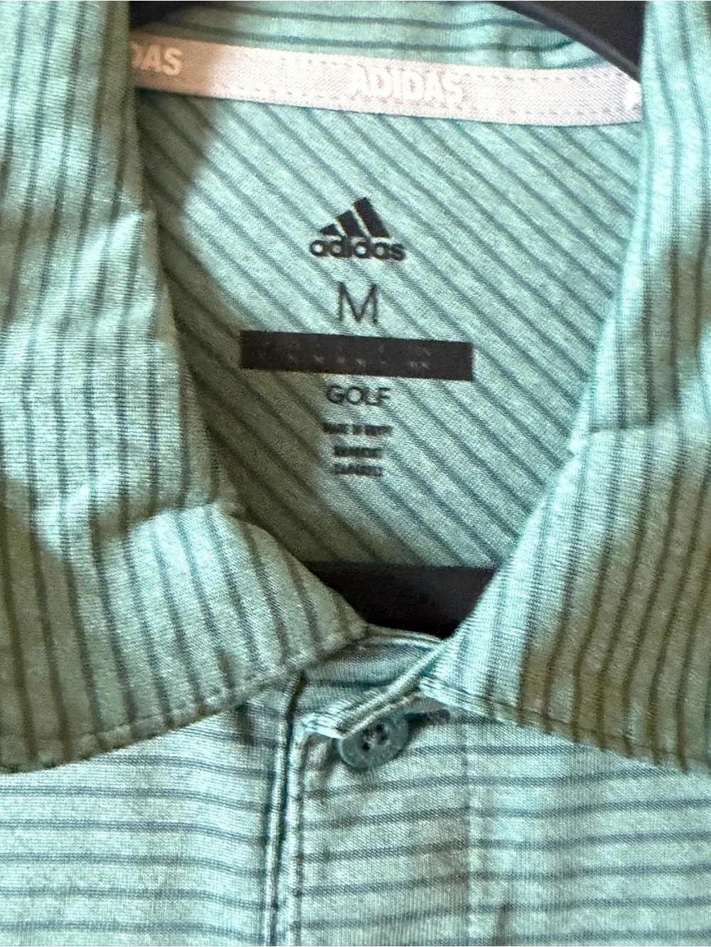 adidas Men’s Green Striped Performance Polo